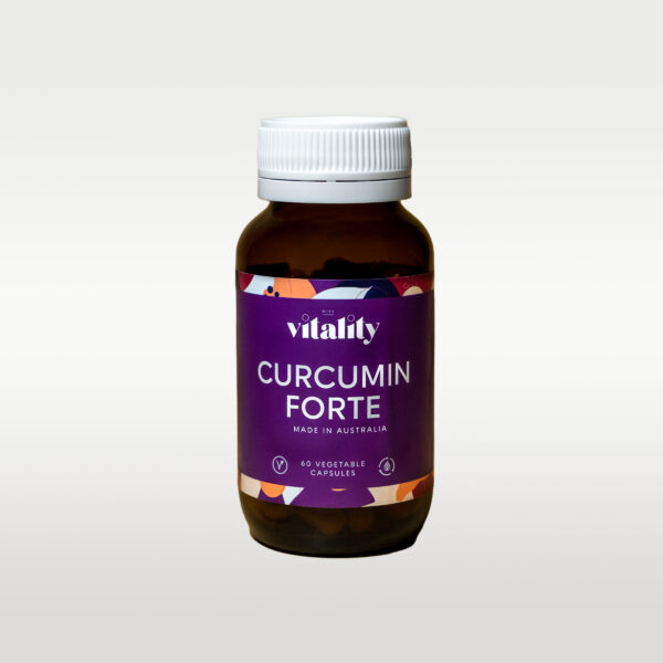 Curcumin Forte can assist in protecting the body from free radical damage, hellp to remove metals, improve digestion, immunity and support connective tissue formation. Made in Australia by Miss Vitality